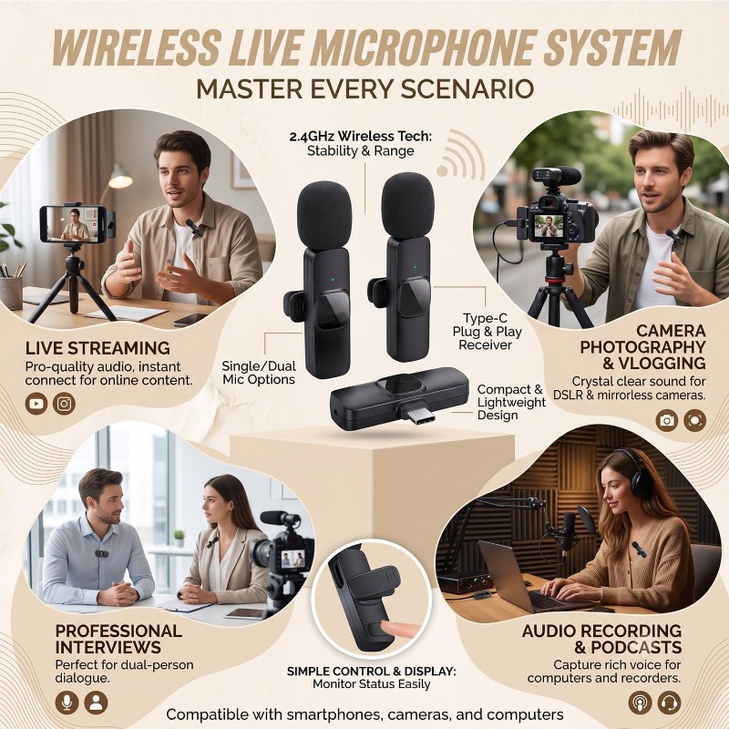 Microfone de lapela sem fios,  - Video Gaming & Esports Usd Acc avaliação e preço